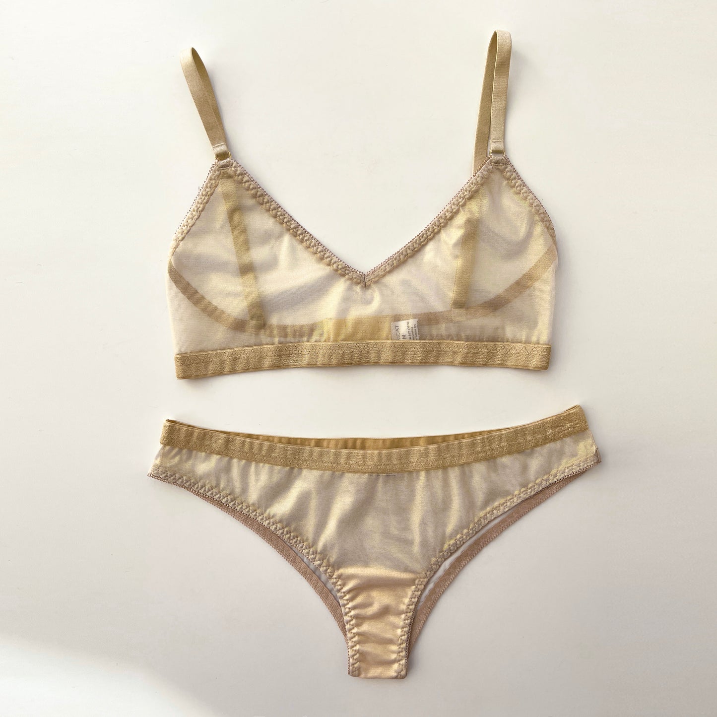 Shimmering mesh bra
