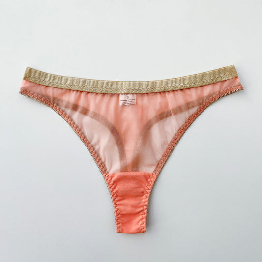 Peach mesh thong