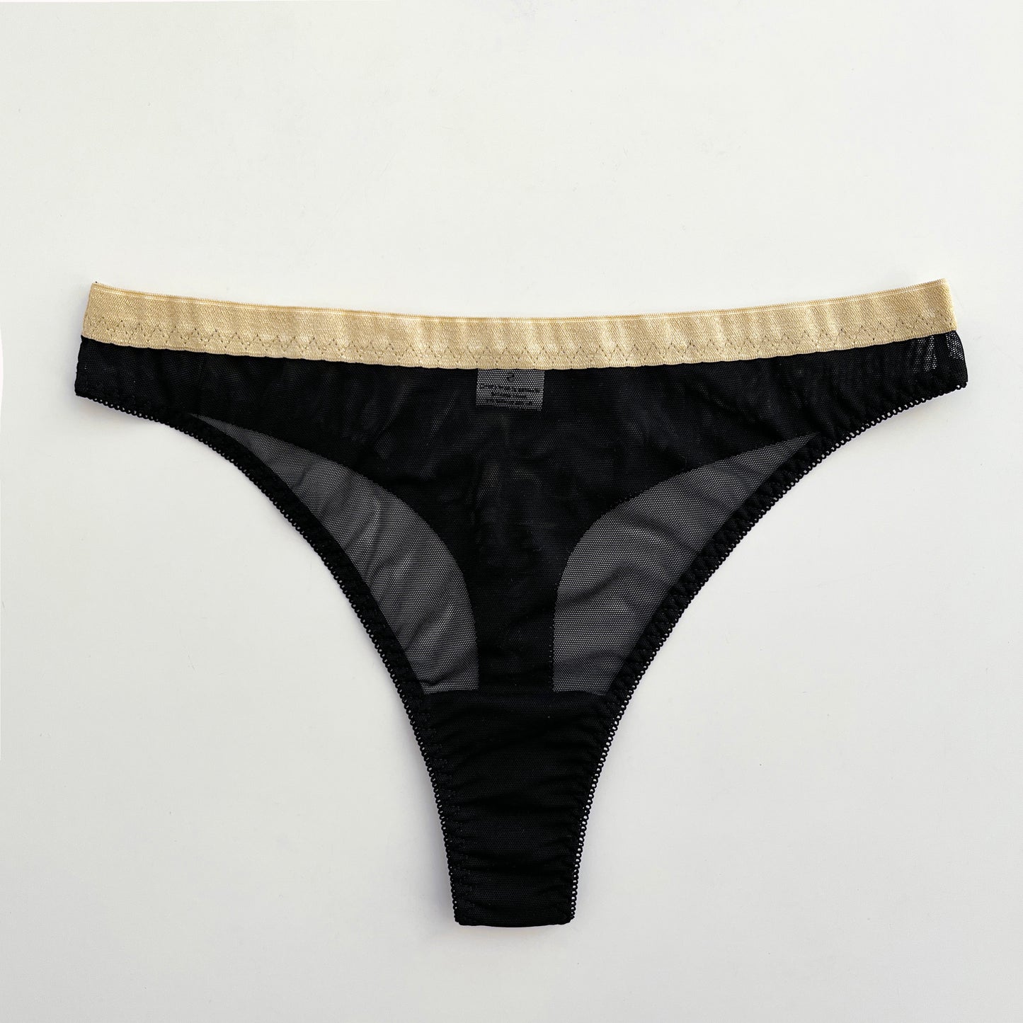 Black mesh thong