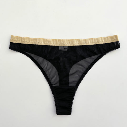Black mesh thong