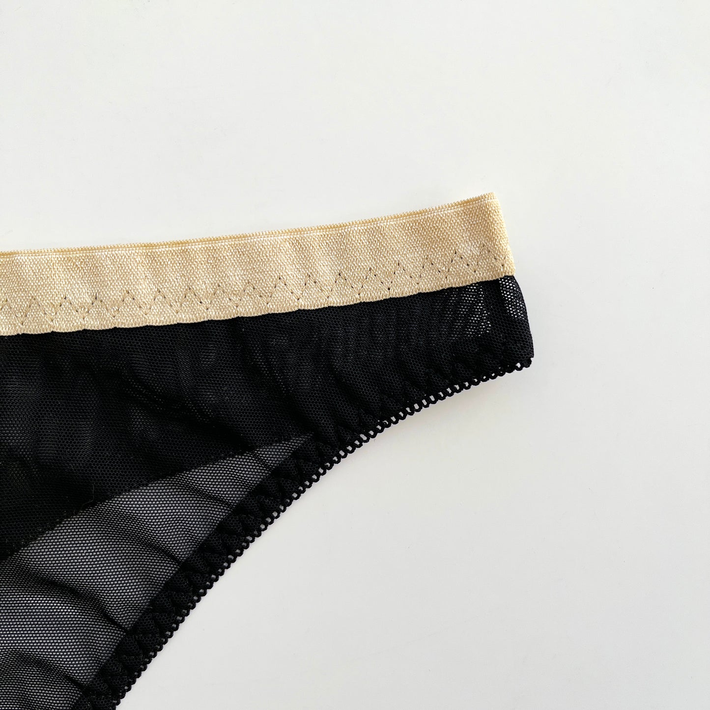 Black mesh thong